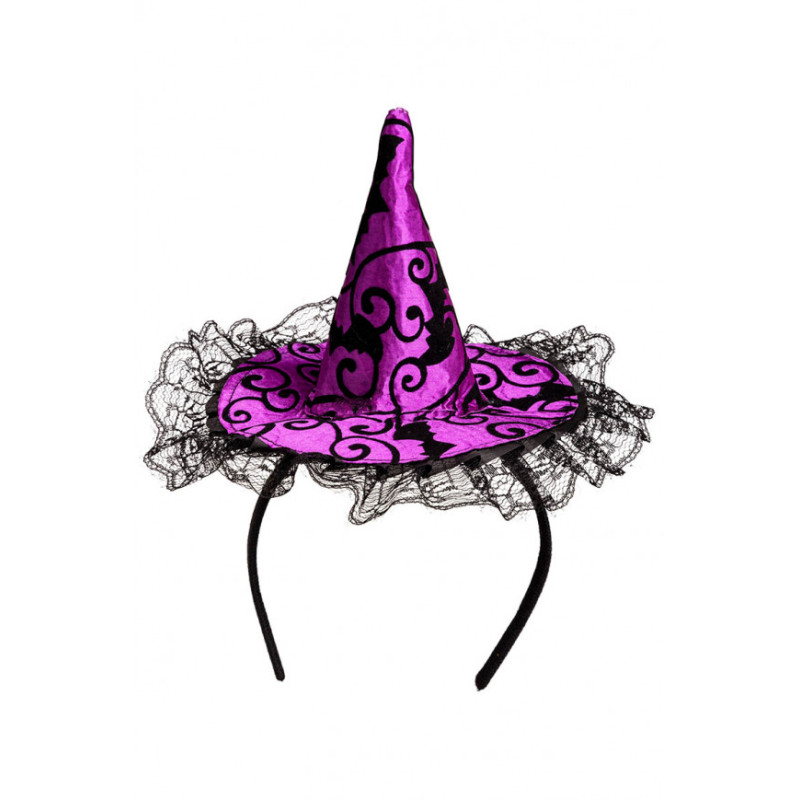 Fialový čarodejnícky klobúk s čelenkou